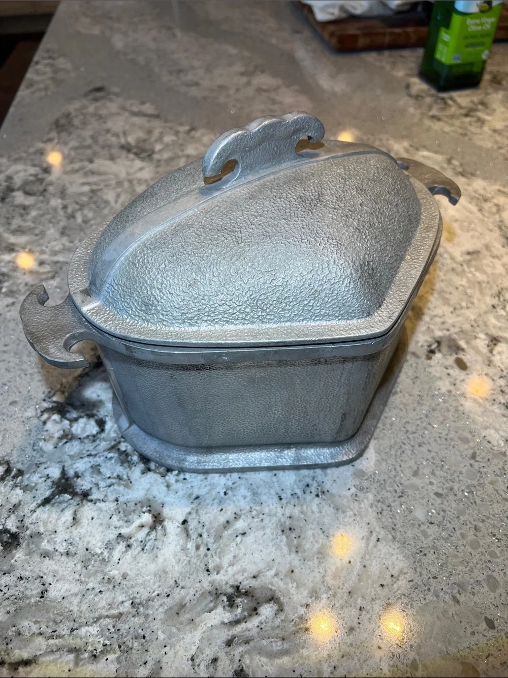 Vtg Guardian Service Cookware Triangle Heart Pot Casserole Pan w Metal Lid